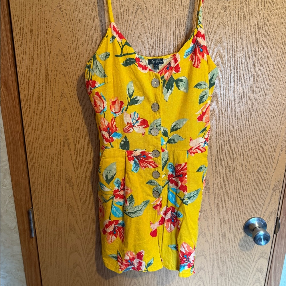 Lily Rose Yellow Floral Button-Down Mini Dress
